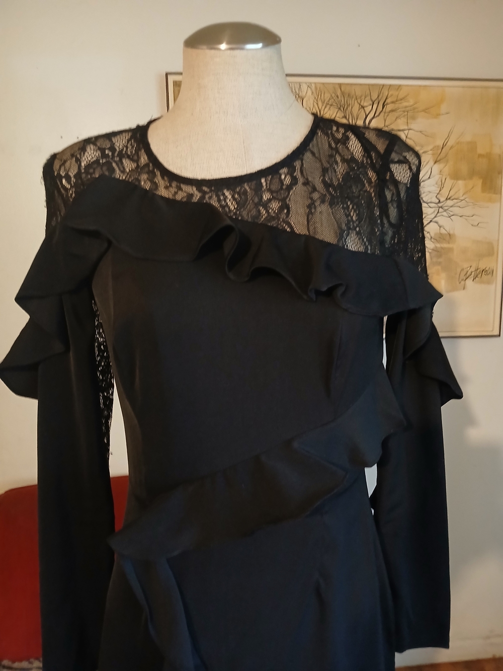 Goth Black Lace Ruffle Mini Dress By MYSTIC Los Angeles